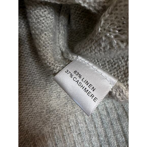 QUINN Light Grey Sweater Sz S Linen Cashmere Ribbed Coastal Grandma - Picture 4 of 6